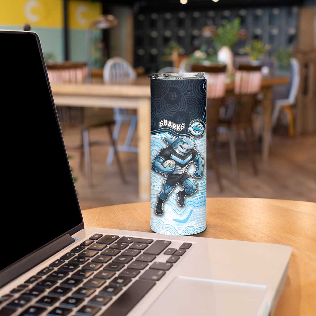 Custom Sharks Skinny Tumbler Fish Mascot With Aboriginal Indigenous