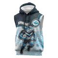 Custom Sharks Sleeveless Hoodie Fish Mascot With Aboriginal Indigenous
