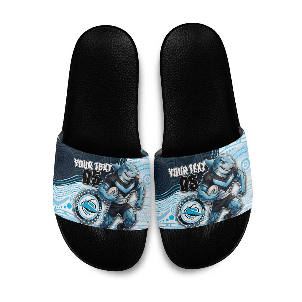 Custom Sharks Slide Sandals Fish Mascot With Aboriginal Indigenous