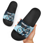 Custom Sharks Slide Sandals Fish Mascot With Aboriginal Indigenous
