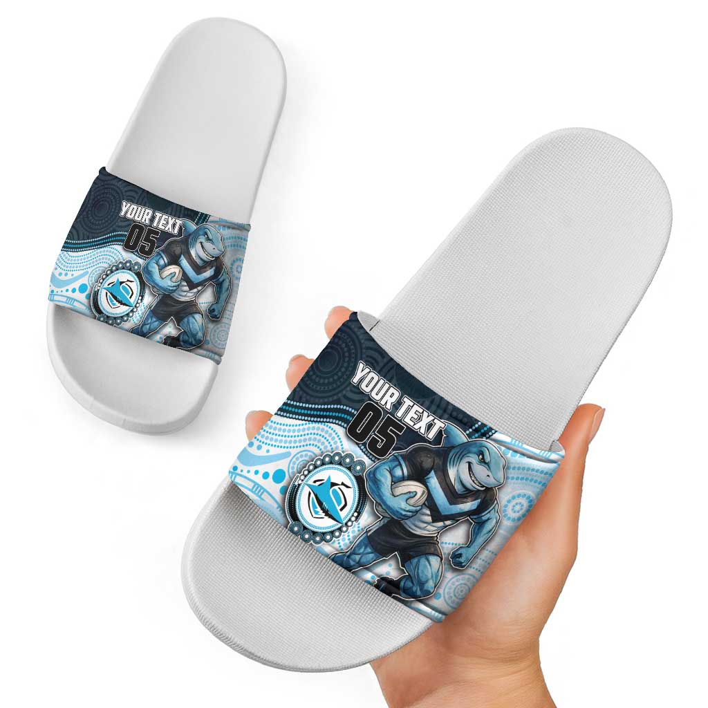 Custom Sharks Slide Sandals Fish Mascot With Aboriginal Indigenous