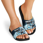 Custom Sharks Slide Sandals Fish Mascot With Aboriginal Indigenous