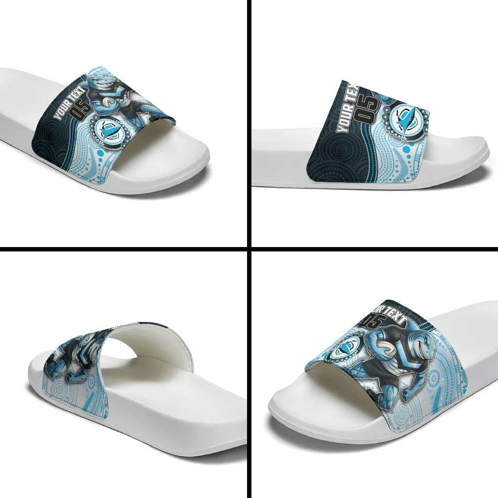 Custom Sharks Slide Sandals Fish Mascot With Aboriginal Indigenous