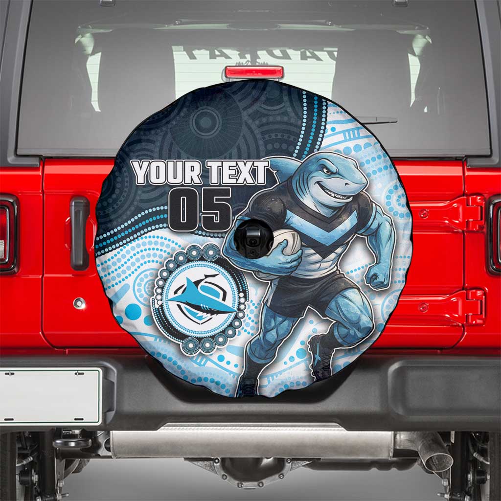Custom Sharks Spare Tire Cover Fish Mascot With Aboriginal Indigenous