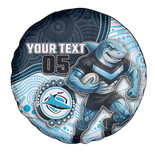 Custom Sharks Spare Tire Cover Fish Mascot With Aboriginal Indigenous
