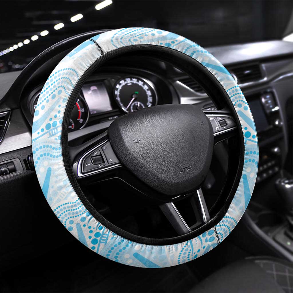 Sharks Steering Wheel Cover Fish Mascot With Aboriginal Indigenous