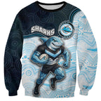 Custom Sharks Sweatshirt Fish Mascot With Aboriginal Indigenous