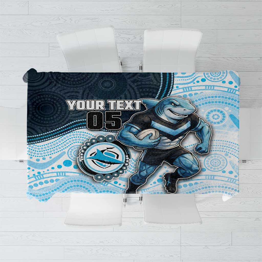 Custom Sharks Tablecloth Fish Mascot With Aboriginal Indigenous