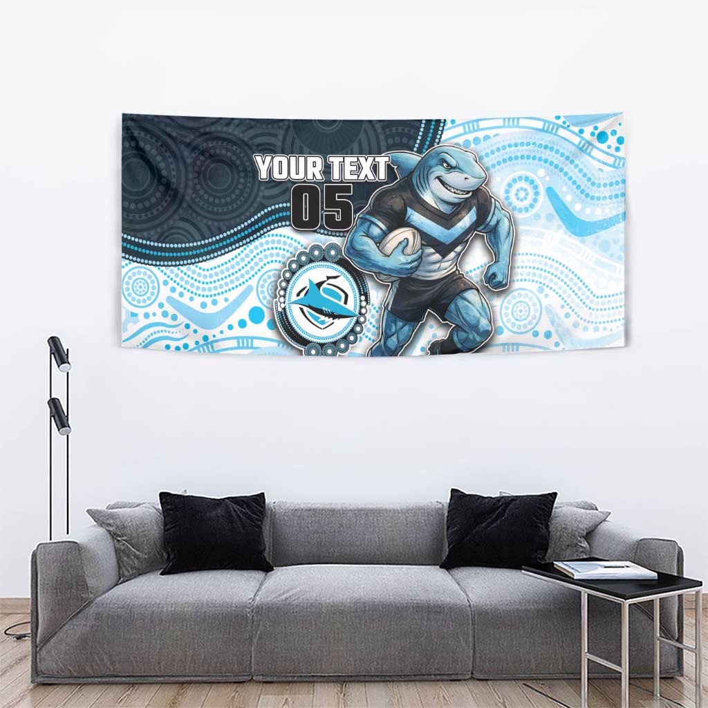 Custom Sharks Tapestry Fish Mascot With Aboriginal Indigenous