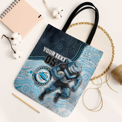 Custom Sharks Tote Bag Fish Mascot With Aboriginal Indigenous