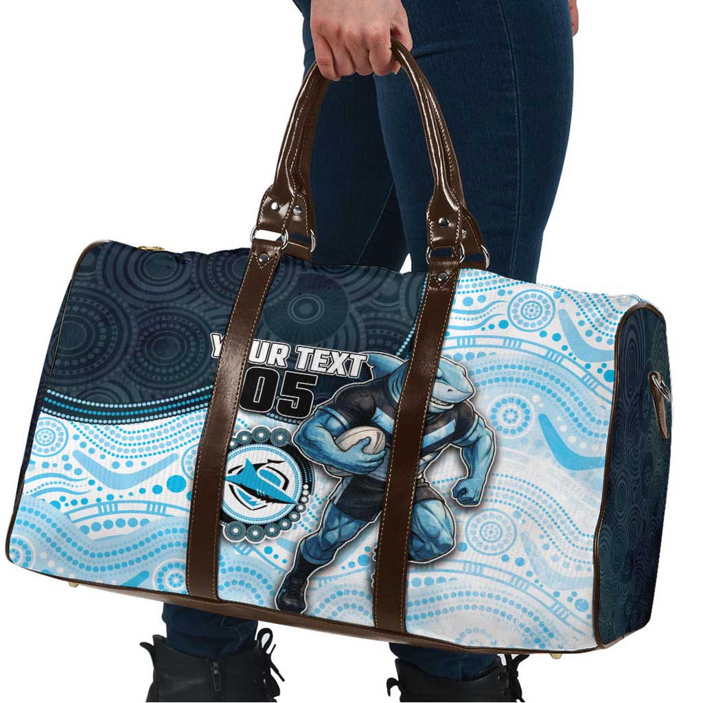 Custom Sharks Travel Bag Fish Mascot With Aboriginal Indigenous