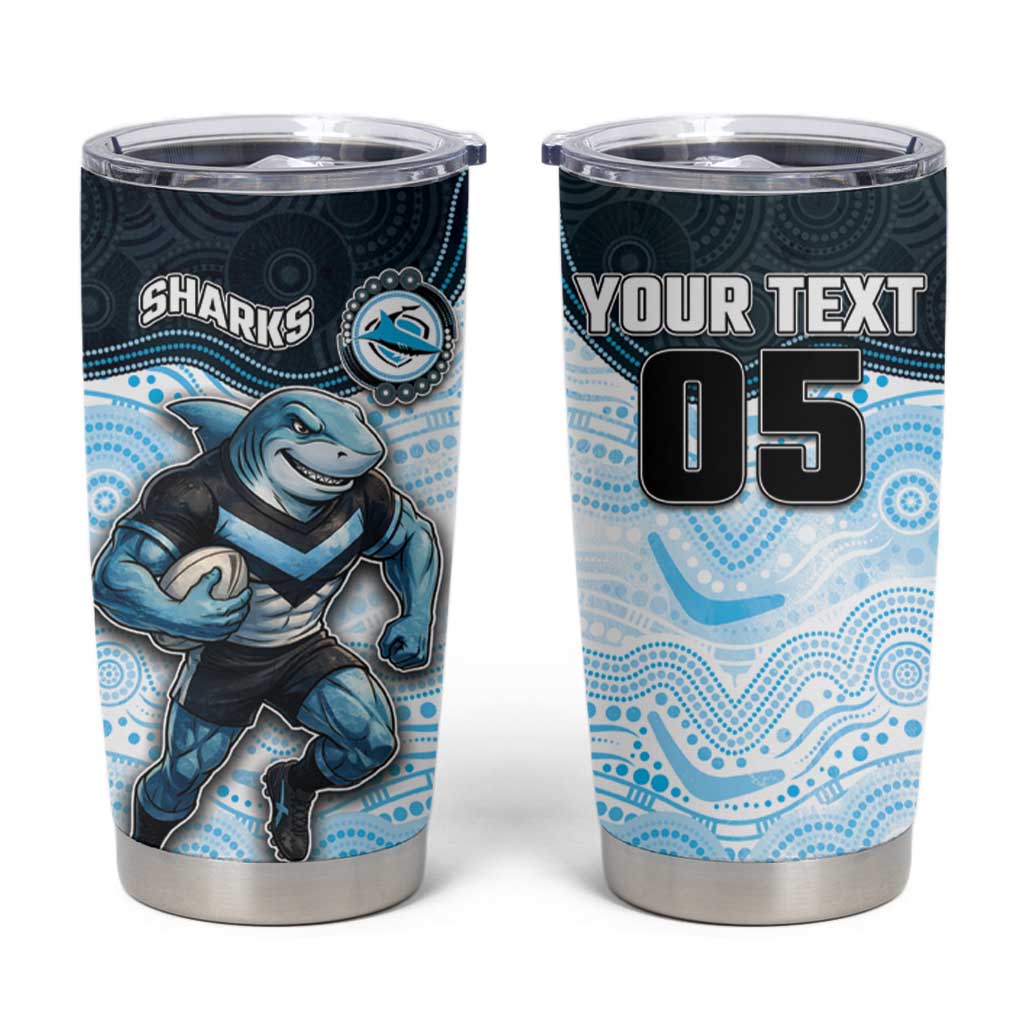 Custom Sharks Tumbler Cup Fish Mascot With Aboriginal Indigenous