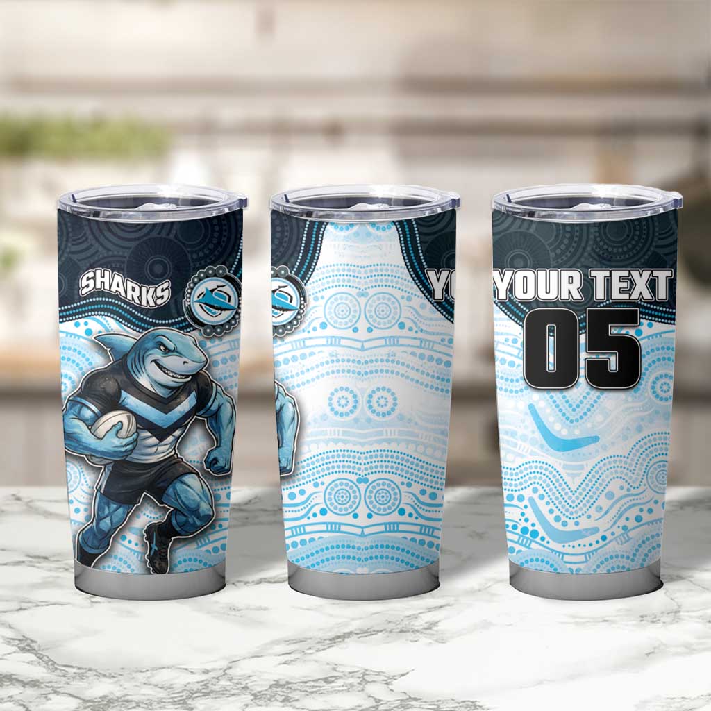Custom Sharks Tumbler Cup Fish Mascot With Aboriginal Indigenous