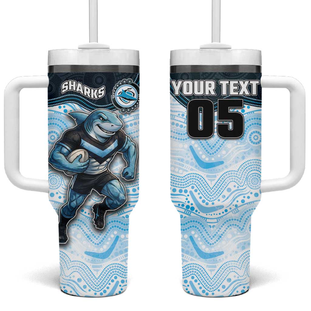 Custom Sharks Tumbler With Handle Fish Mascot With Aboriginal Indigenous