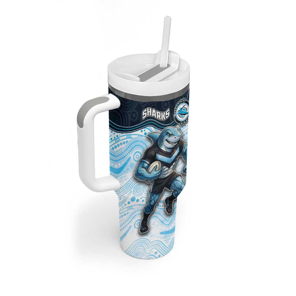 Custom Sharks Tumbler With Handle Fish Mascot With Aboriginal Indigenous