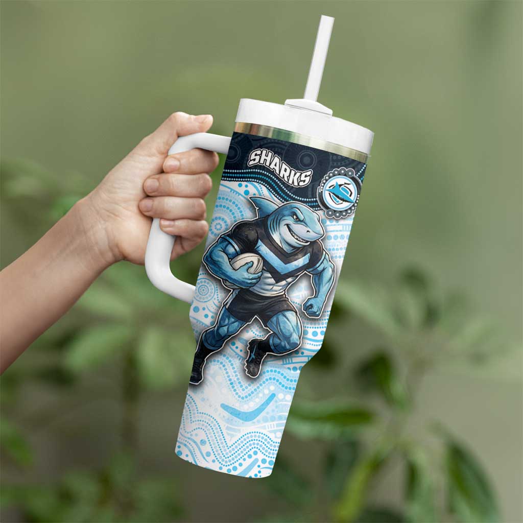 Custom Sharks Tumbler With Handle Fish Mascot With Aboriginal Indigenous
