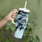 Custom Sharks Tumbler With Handle Fish Mascot With Aboriginal Indigenous