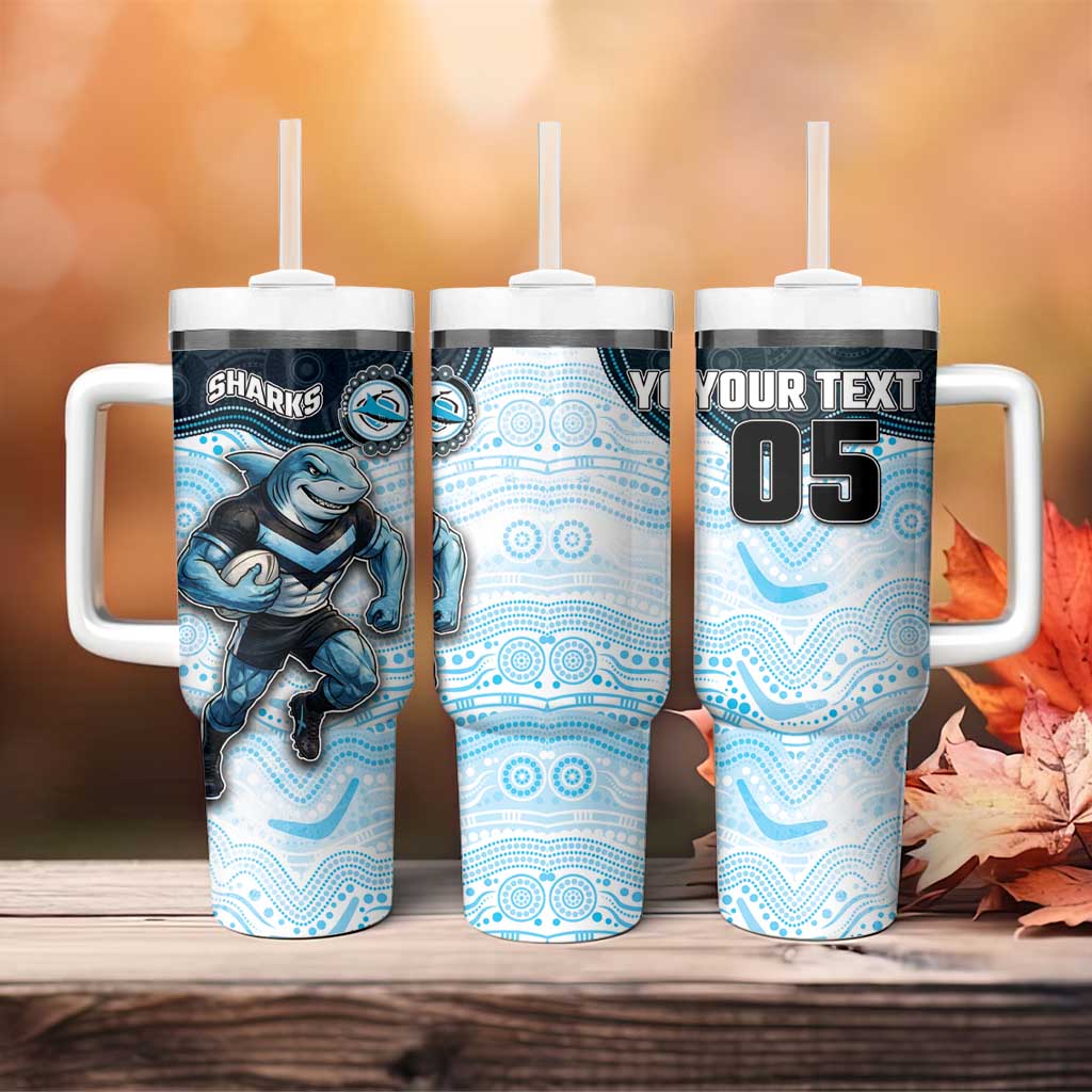 Custom Sharks Tumbler With Handle Fish Mascot With Aboriginal Indigenous