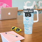 Custom Sharks Tumbler With Handle Fish Mascot With Aboriginal Indigenous