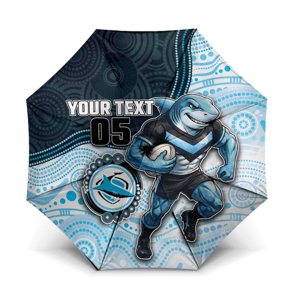 Custom Sharks Umbrella Fish Mascot With Aboriginal Indigenous