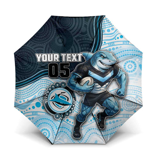 Custom Sharks Umbrella Fish Mascot With Aboriginal Indigenous