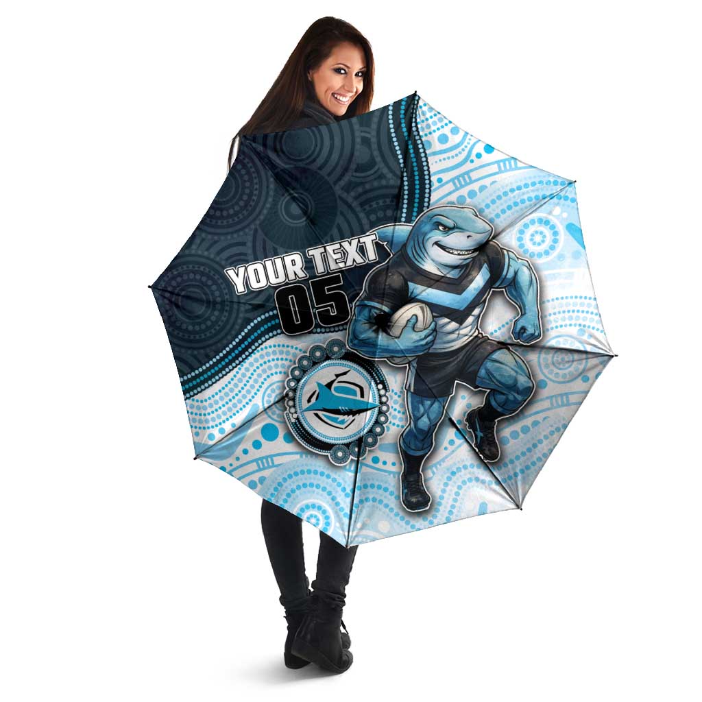 Custom Sharks Umbrella Fish Mascot With Aboriginal Indigenous