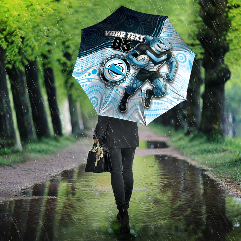 Custom Sharks Umbrella Fish Mascot With Aboriginal Indigenous