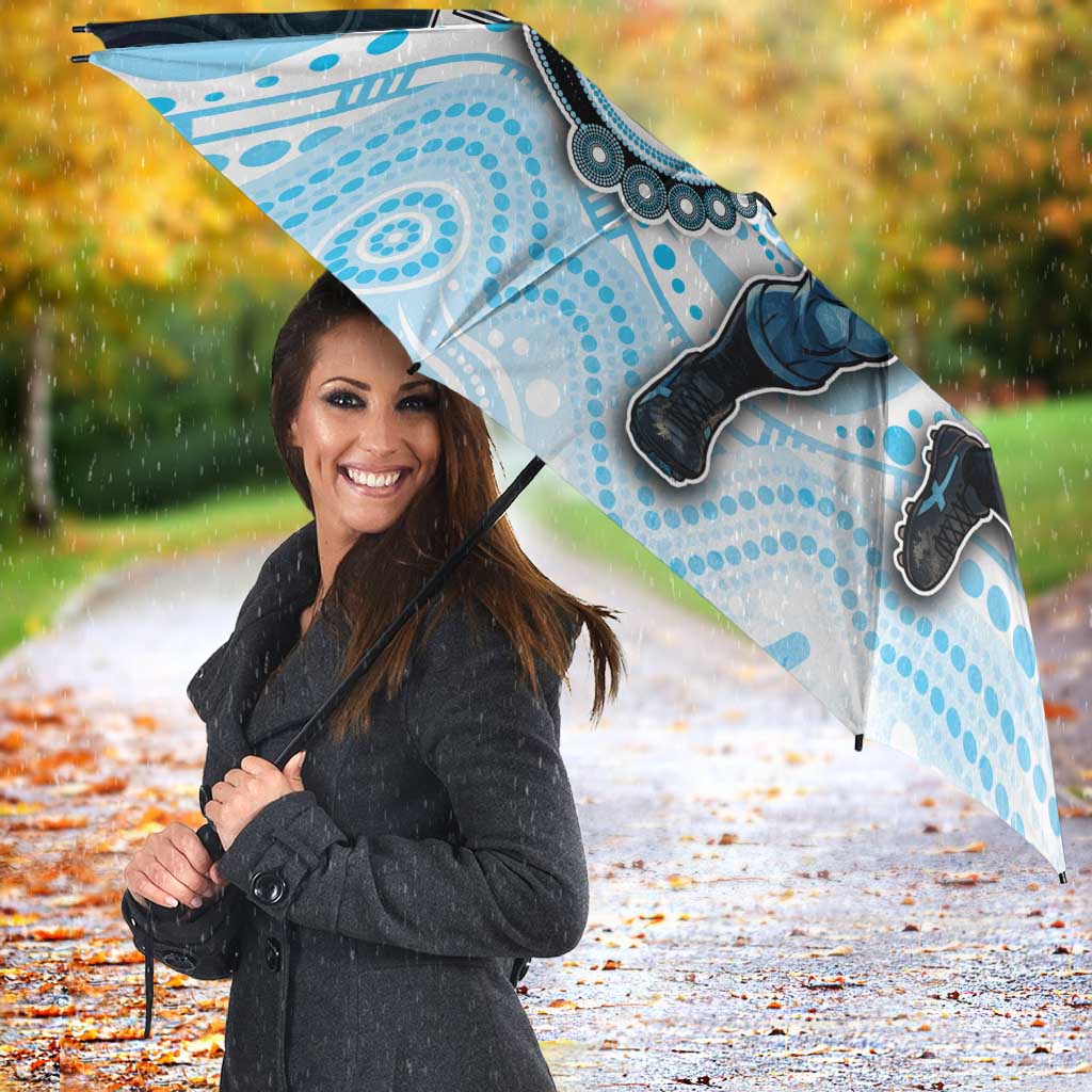Custom Sharks Umbrella Fish Mascot With Aboriginal Indigenous