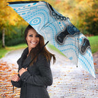 Custom Sharks Umbrella Fish Mascot With Aboriginal Indigenous
