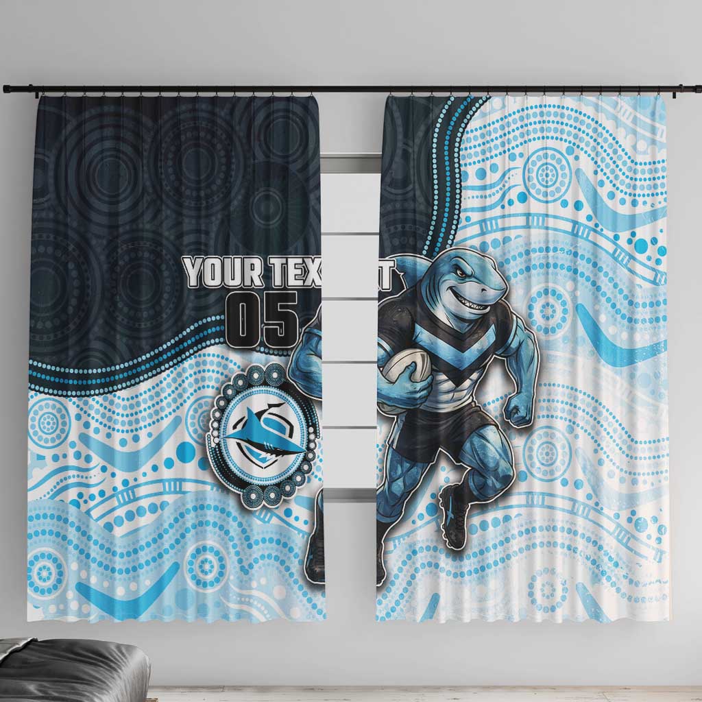 Custom Sharks Window Curtain Fish Mascot With Aboriginal Indigenous