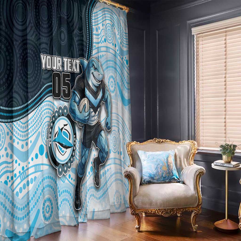 Custom Sharks Window Curtain Fish Mascot With Aboriginal Indigenous