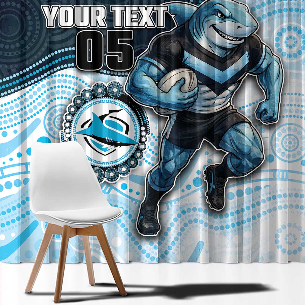 Custom Sharks Window Curtain Fish Mascot With Aboriginal Indigenous