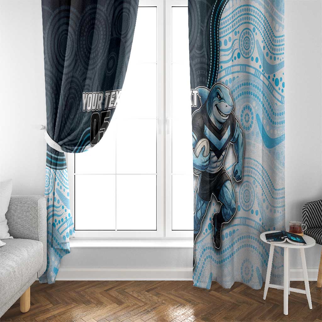 Custom Sharks Window Curtain Fish Mascot With Aboriginal Indigenous