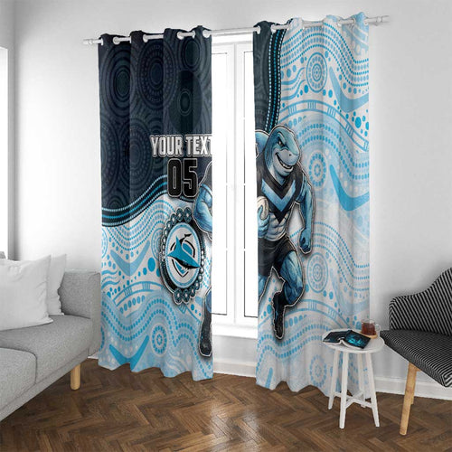 Custom Sharks Window Curtain Fish Mascot With Aboriginal Indigenous