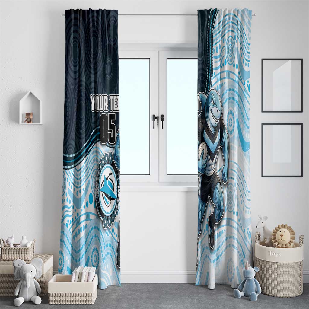 Custom Sharks Window Curtain Fish Mascot With Aboriginal Indigenous