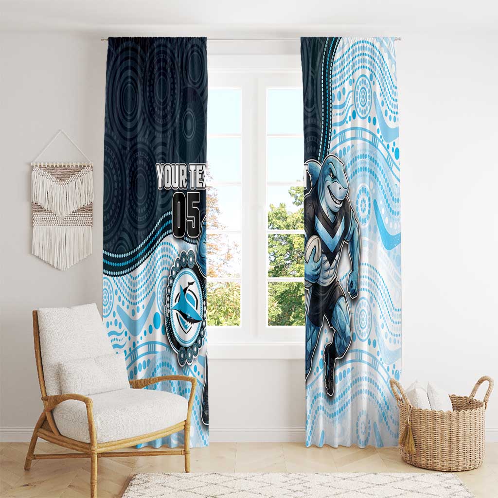 Custom Sharks Window Curtain Fish Mascot With Aboriginal Indigenous