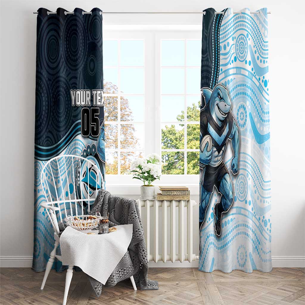 Custom Sharks Window Curtain Fish Mascot With Aboriginal Indigenous