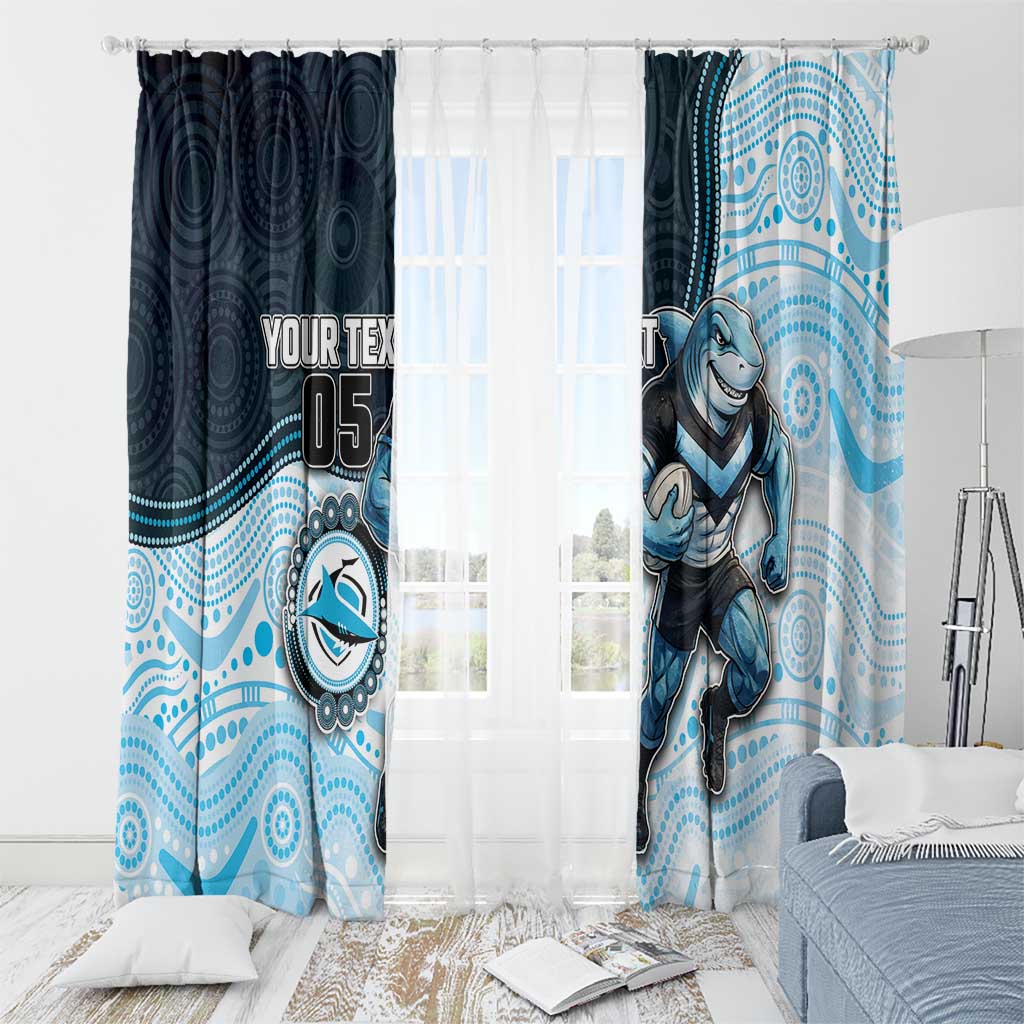 Custom Sharks Window Curtain Fish Mascot With Aboriginal Indigenous