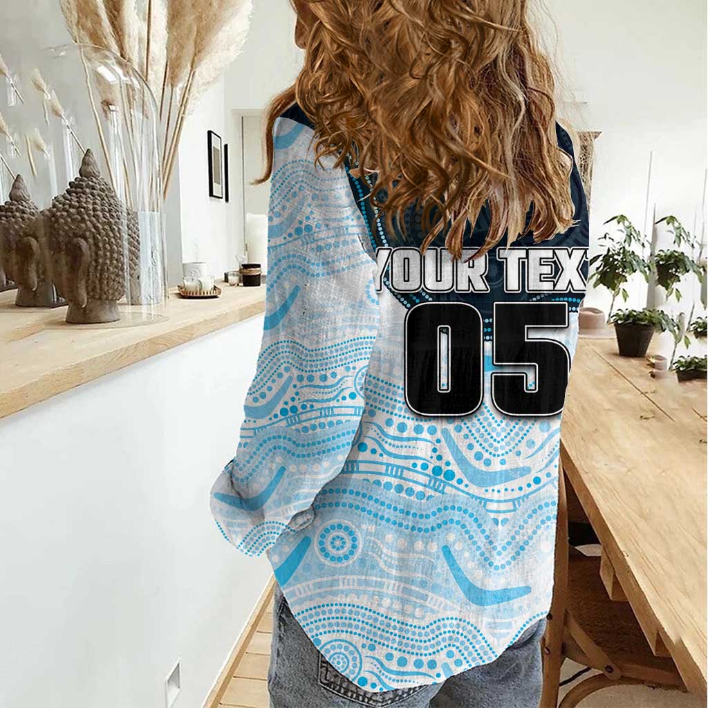 Custom Sharks Women Casual Shirt Fish Mascot With Aboriginal Indigenous
