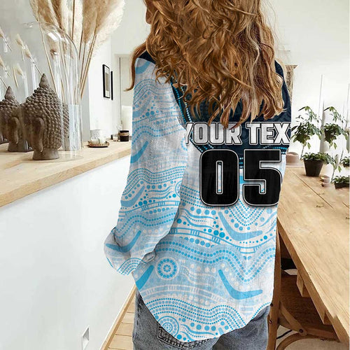 Custom Sharks Women Casual Shirt Fish Mascot With Aboriginal Indigenous