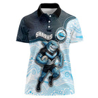 Custom Sharks Women Polo Shirt Fish Mascot With Aboriginal Indigenous