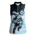 Custom Sharks Women Sleeveless Polo Shirt Fish Mascot With Aboriginal Indigenous