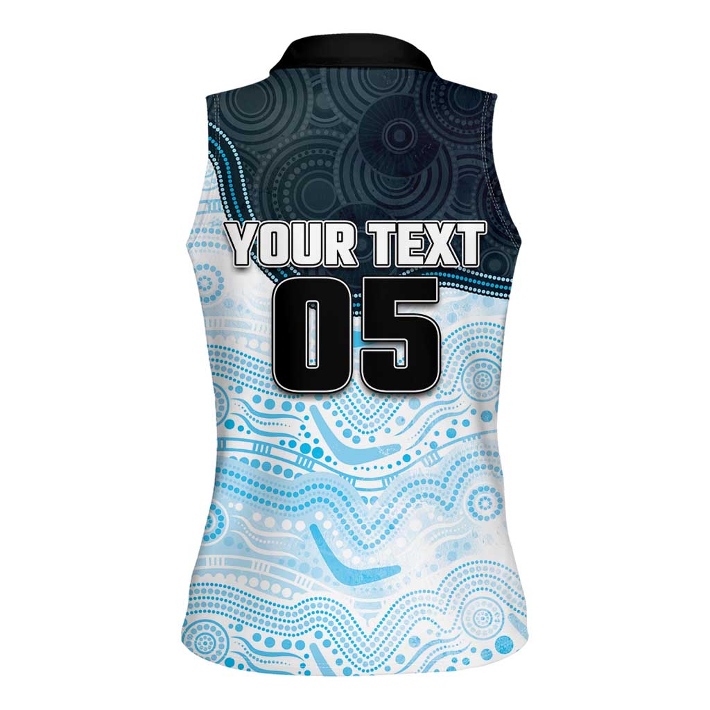 Custom Sharks Women Sleeveless Polo Shirt Fish Mascot With Aboriginal Indigenous