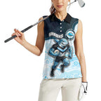 Custom Sharks Women Sleeveless Polo Shirt Fish Mascot With Aboriginal Indigenous
