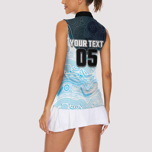 Custom Sharks Women Sleeveless Polo Shirt Fish Mascot With Aboriginal Indigenous