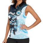 Custom Sharks Women Sleeveless Polo Shirt Fish Mascot With Aboriginal Indigenous
