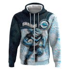 Custom Sharks Zip Hoodie Fish Mascot With Aboriginal Indigenous