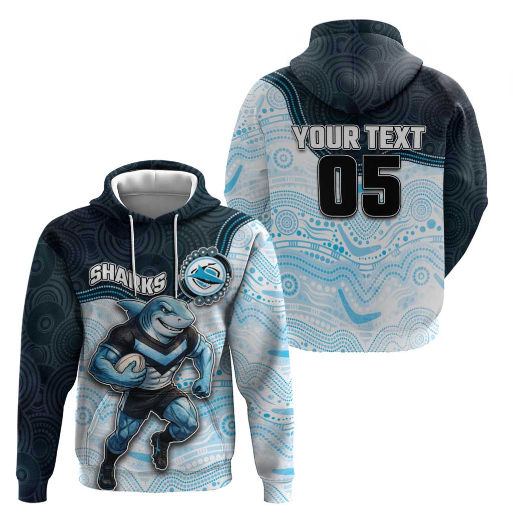 Custom Sharks Zip Hoodie Fish Mascot With Aboriginal Indigenous