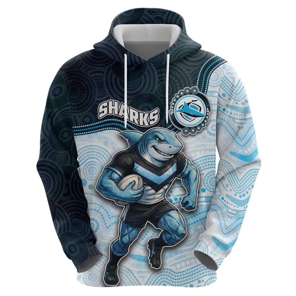 Custom Sharks Zip Hoodie Fish Mascot With Aboriginal Indigenous