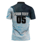 Custom Sharks Zipper Polo Shirt Fish Mascot With Aboriginal Indigenous